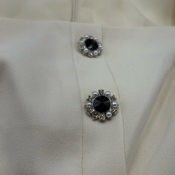 🆕 SELF-PORTRAIT 🧿 BNWOT Cream Ecru Crepe Buttoned Midi Dress, Sz UK 6/ US 2 - Picture 14 of 14